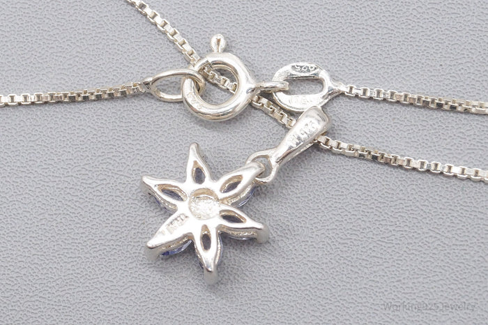 Vintage Tanzanite Flower Sterling Silver Necklace 18"