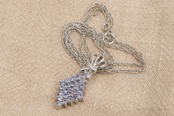 Vintage Tanzanite Sterling Silver Necklace 16"