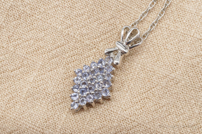 Vintage Tanzanite Sterling Silver Necklace 16"