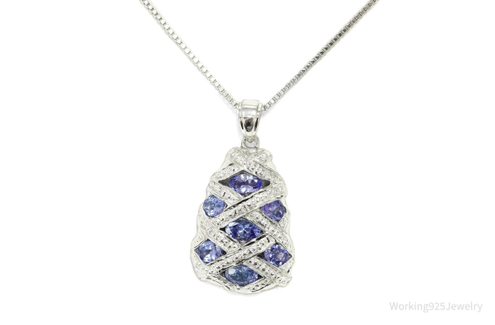 Vintage Tanzanite Sterling Silver Necklace 18"