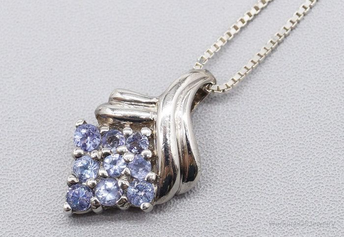 Vintage Tanzanite Sterling Silver Necklace 18"