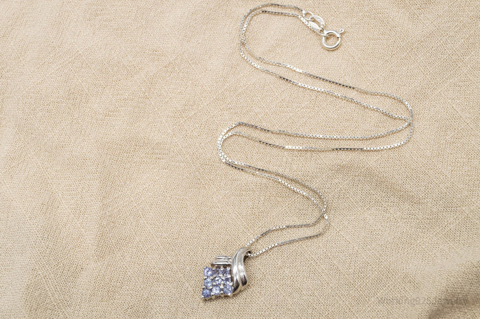 Vintage Tanzanite Sterling Silver Necklace 18"