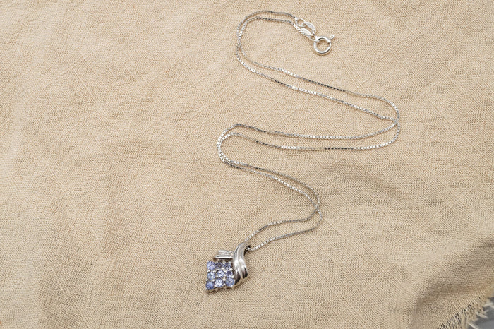 Vintage Tanzanite Sterling Silver Necklace 18"