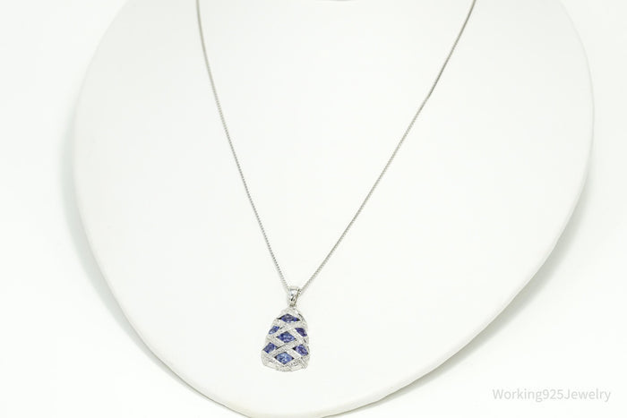 Vintage Tanzanite Sterling Silver Necklace 18"