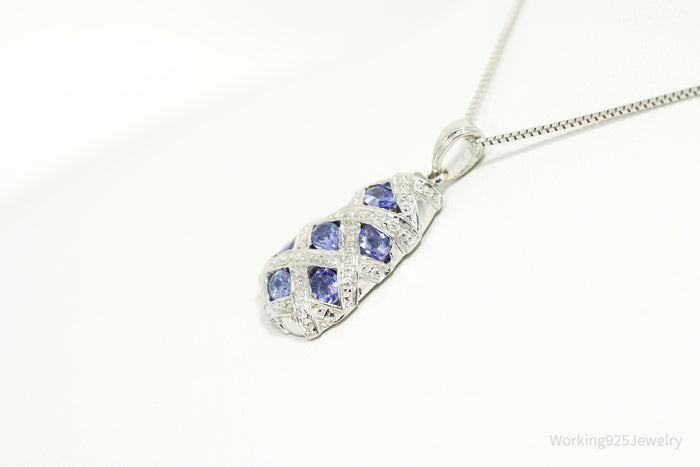 Vintage Tanzanite Sterling Silver Necklace 18"