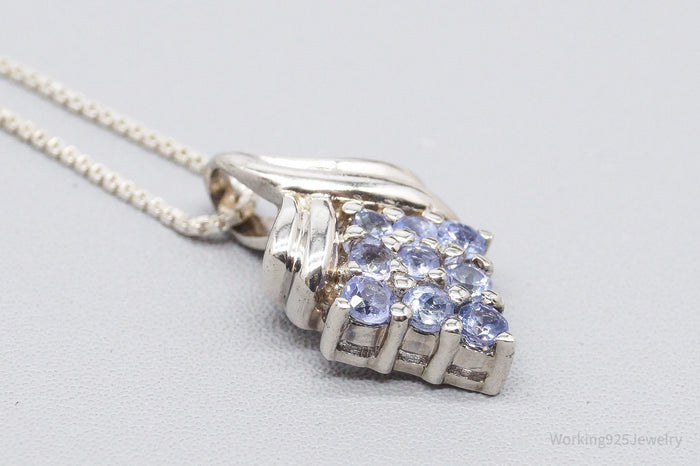 Vintage Tanzanite Sterling Silver Necklace 18"