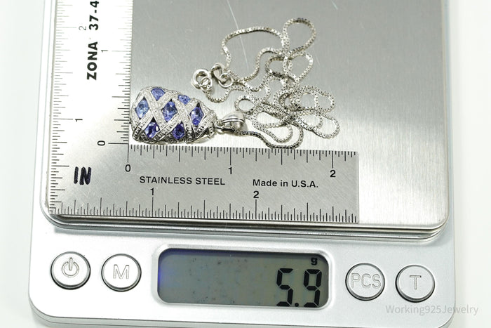 Vintage Tanzanite Sterling Silver Necklace 18"