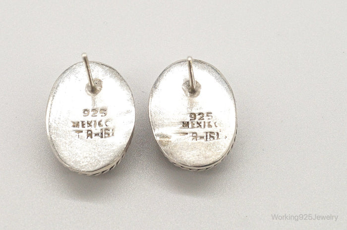 Vintage Taxco Mexico Jasper Sterling Silver Earrings