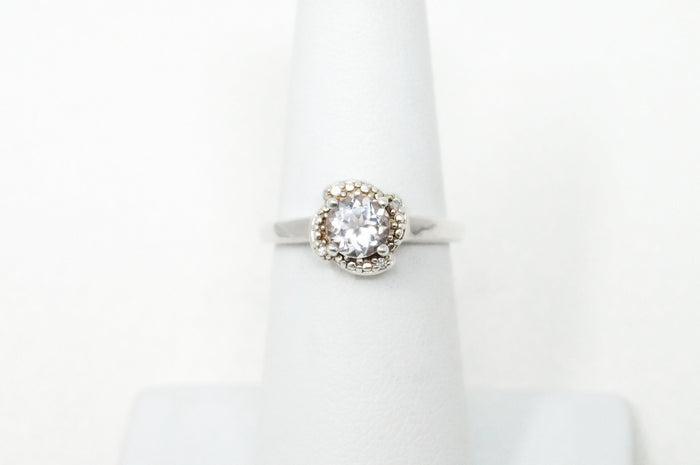 Vintage TGGC Cubic Zirconia Diamond Sterling Silver Ring - Sz 6
