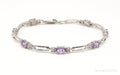 Vintage Two Diamonds Amethyst Sterling Silver Bracelet