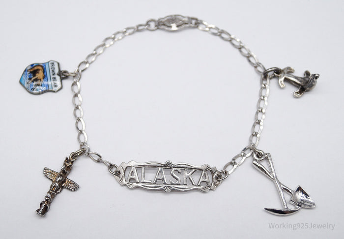 Vintage Uncas Sterling Silver Charm Bracelet - 7 1/8"
