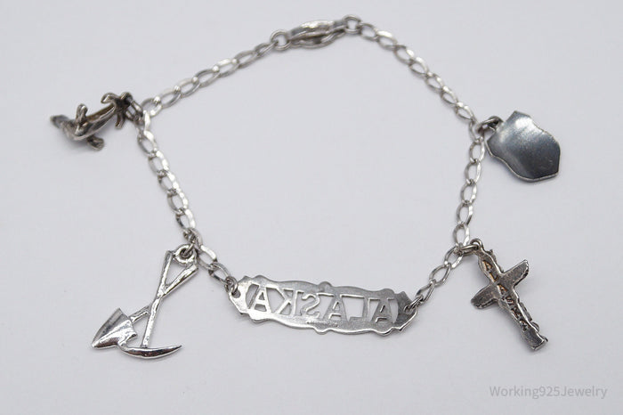 Vintage Uncas Sterling Silver Charm Bracelet - 7 1/8"