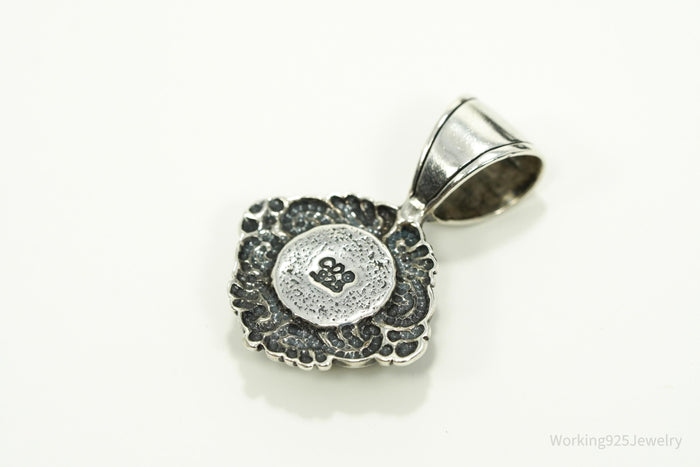 Vintage Western Style Rhodonite Sterling Silver Pendant
