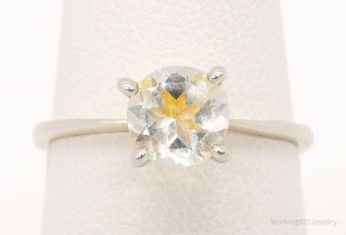 Vintage White Topaz Gold Wash Sterling Silver Ring - Size 5.25