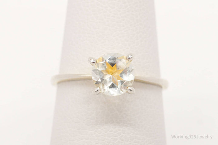 Vintage White Topaz Gold Wash Sterling Silver Ring - Size 5.25