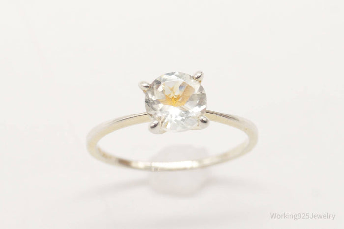 Vintage White Topaz Gold Wash Sterling Silver Ring - Size 5.25