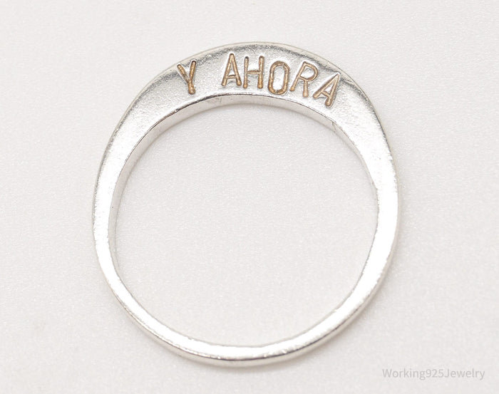 Vintage "Y Ahora / And Now" Silver Band Ring - Size 7.25