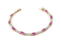 Vtg Art Deco Mid Century Ruby Cz Gold Vermeil Sterling Silver Tennis Bracelet