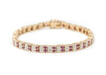 Vtg Art Deco Mid Century Ruby CZ Gold Vermeil Sterling Silver Tennis Bracelet