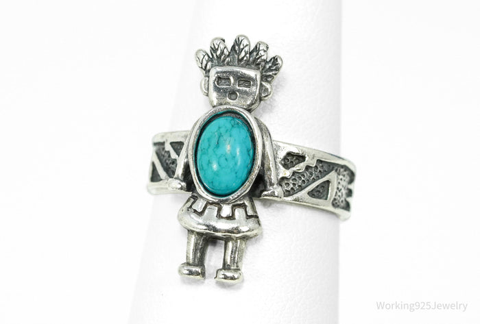 VTG Carolyn Pollack Turquoise Sterling Kachina Ring - Size 6.25