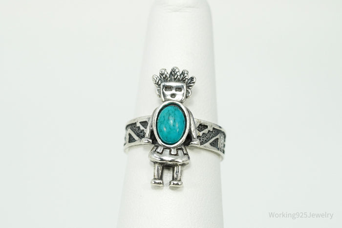 VTG Carolyn Pollack Turquoise Sterling Kachina Ring - Size 6.25