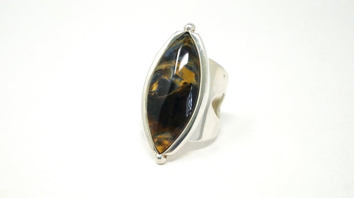 Vtg Designer Desert Rose Trading Co Tigers Eye Ring Sterling Silver Size 7.25