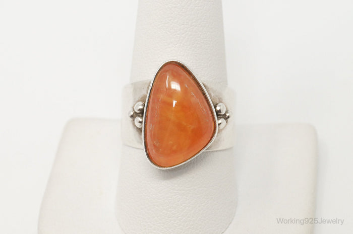 VTG Designer Desert Rose Trading Orange Gemstone Sterling Silver Ring - 10