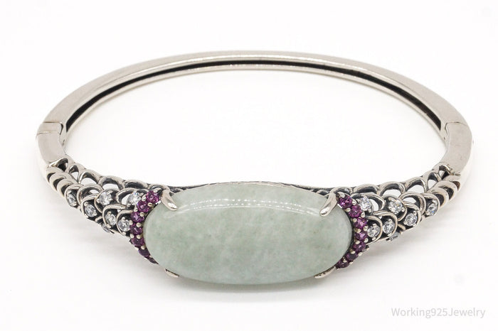 VTG Designer Hilary Joy Jade CZ Rhodolite Garnet Sterling Silver Bracelet