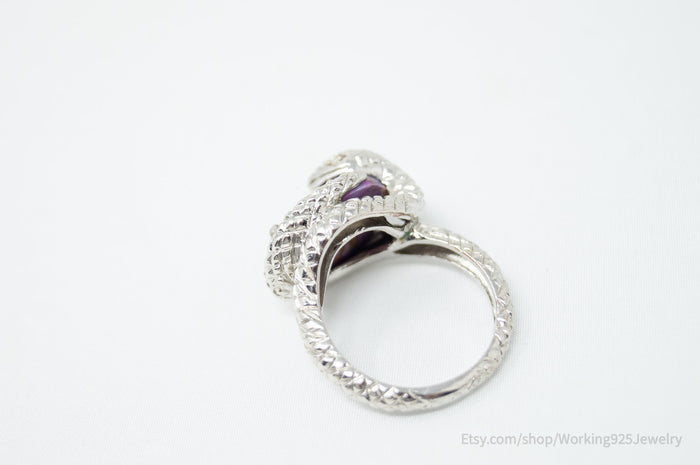 Vtg Designer Karis Snake Purple Mojave Turquoise Sterling Silver Ring - Size 9