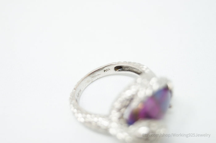 Vtg Designer Karis Snake Purple Mojave Turquoise Sterling Silver Ring - Size 9