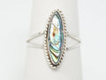Vtg Mexico Artisan Paua Abalone Shell Southwestern Sterling Silver Ring - Sz 4.5
