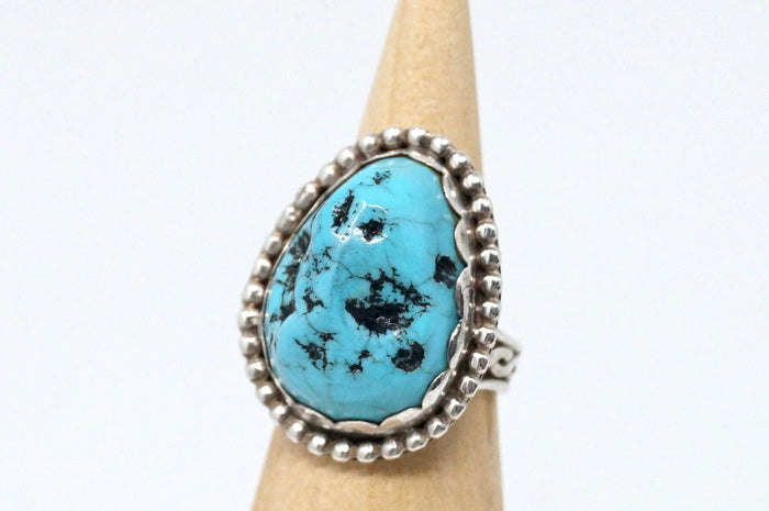 Vtg Native American Navajo Mary Morgan Turquoise Sterling Silver Ring Sz 5.25