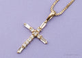 VTG Ross Simons Cubic Zirconia Cross Gold Over Sterling Silver Necklace 18"
