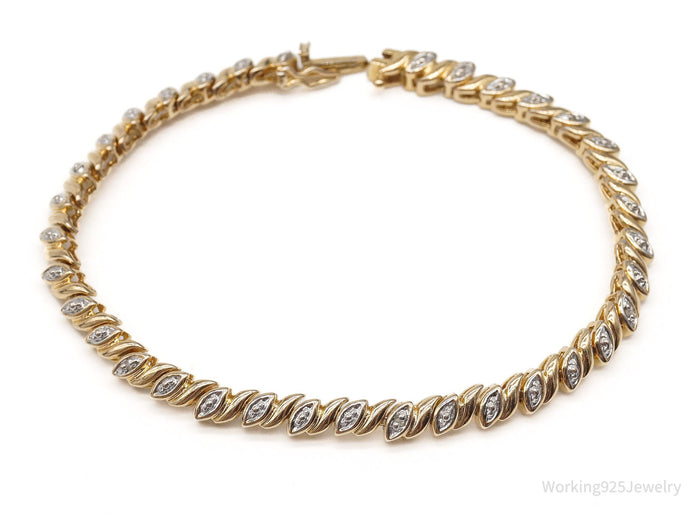 VTG Ross Simons Six Diamond 18K Gold Vermeil Sterling Silver Bracelet