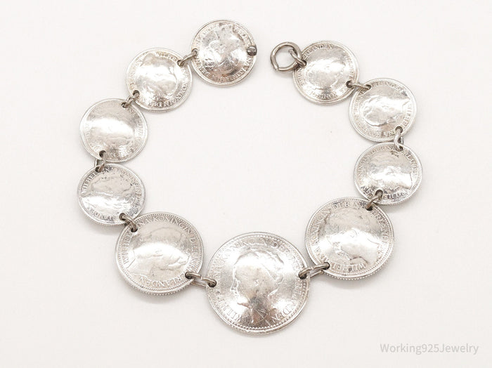 Wilhelmina Kiningin Der Nederlanden Coins Silver Bracelet